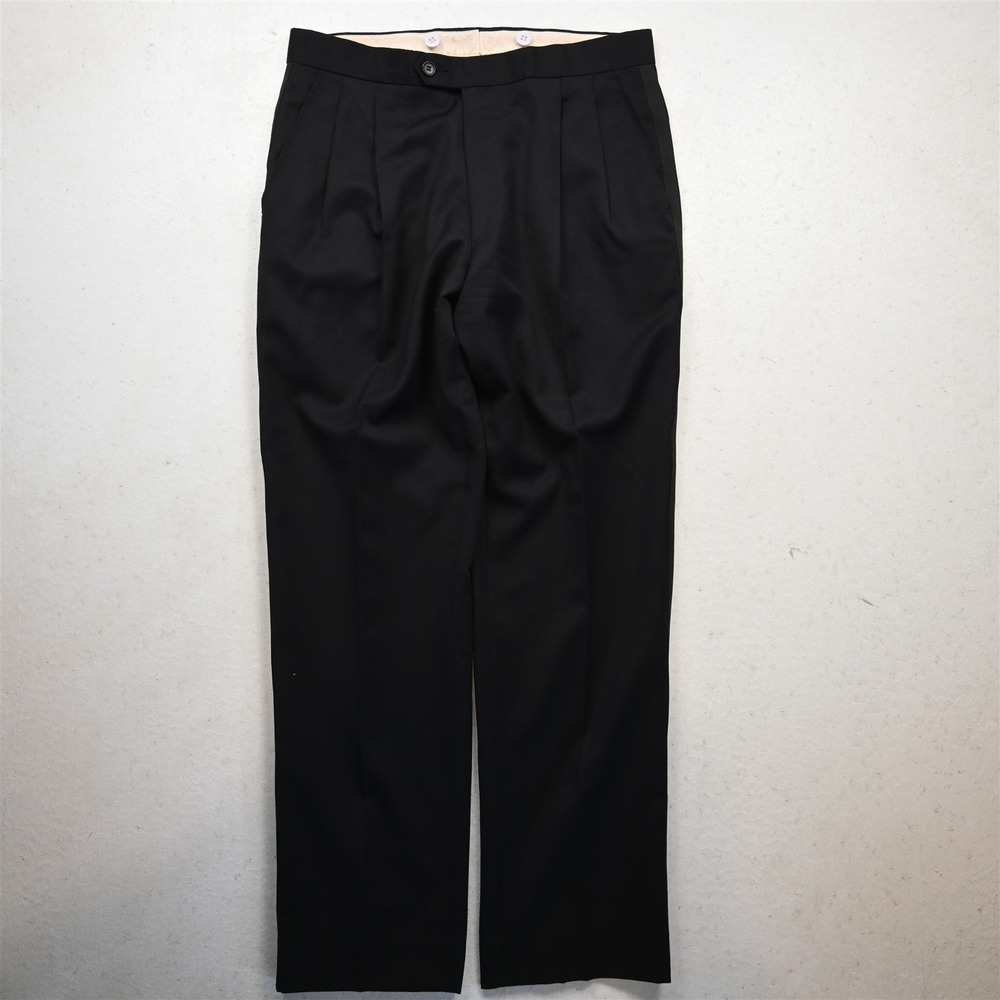 Bespoke 30x28 Black Wool Pleated Classic Tux Tuxedo Trouser Mens Pants
